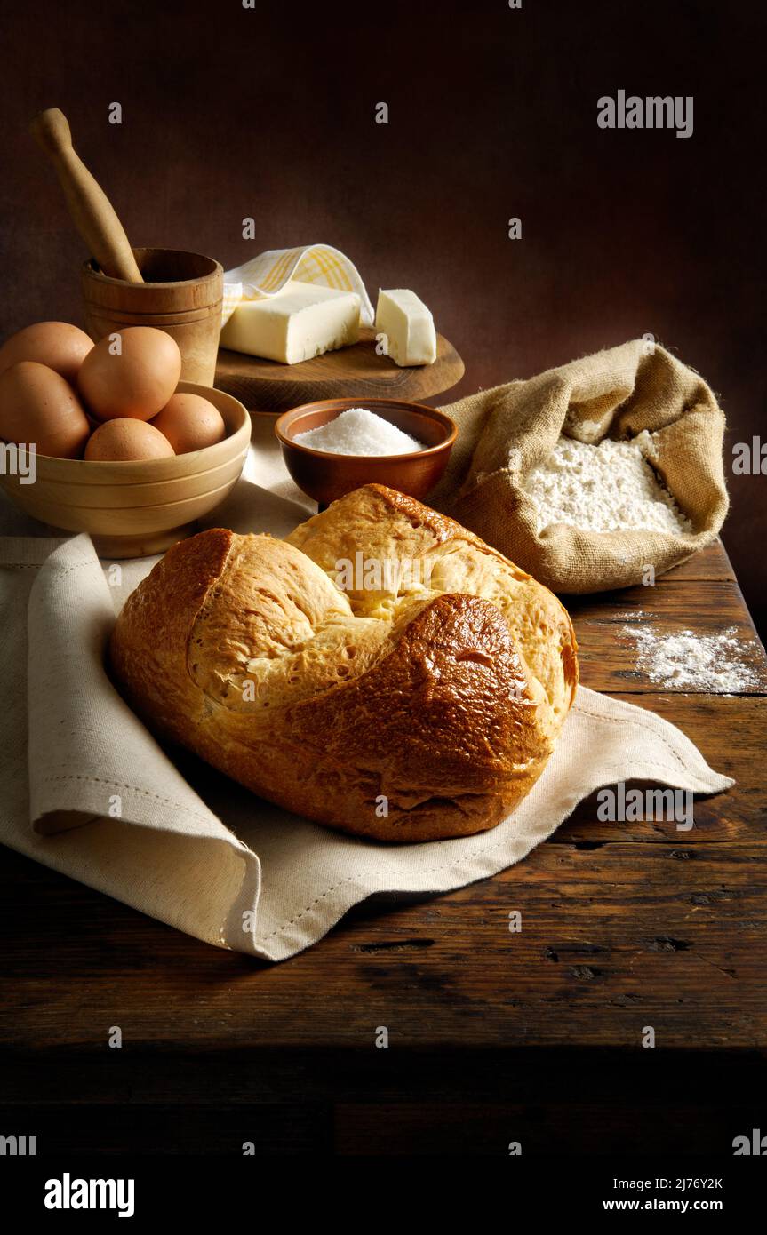 Traditioneller Kuchen mit echten Zutaten Stockfoto