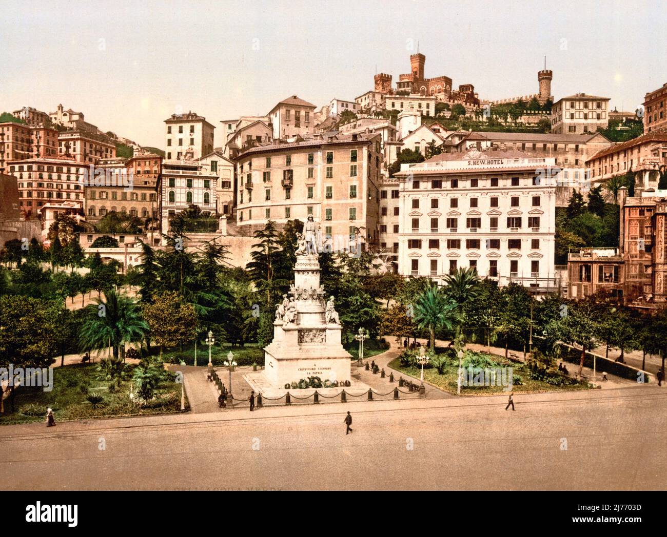 Piazza Acquaverde (Green Water Plaza), Genua, Italien, um 1900 Stockfoto