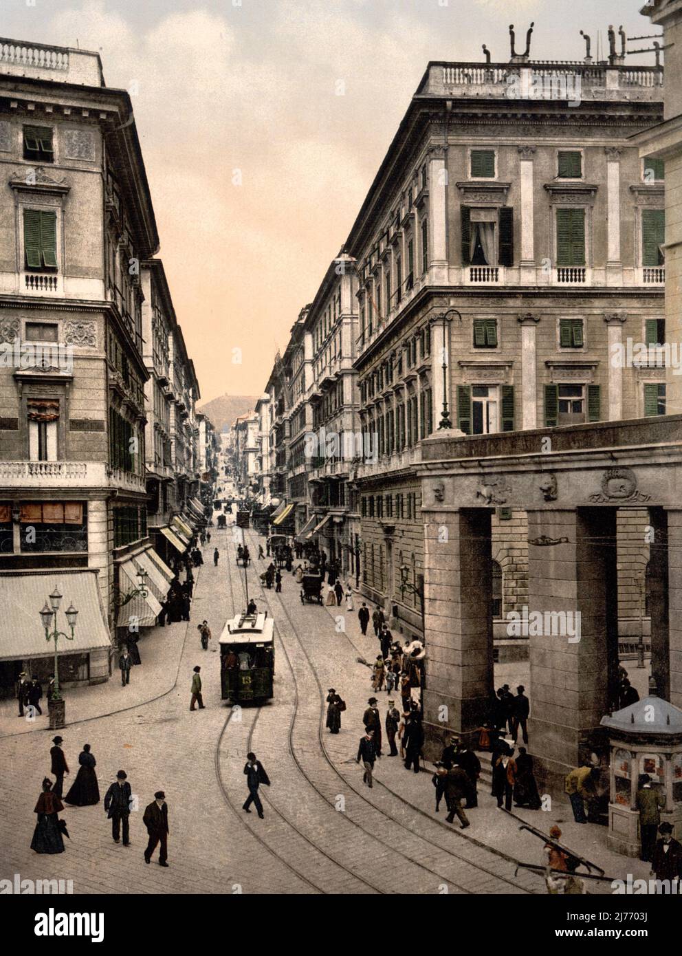 Via Roma, Genua, Italien, um 1900 Stockfoto