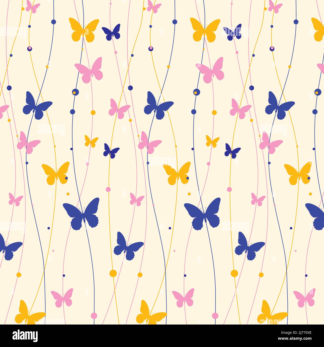 Buntes Schmetterlingsmuster In Rosa Blau Gelb Farbe Stock Vektor