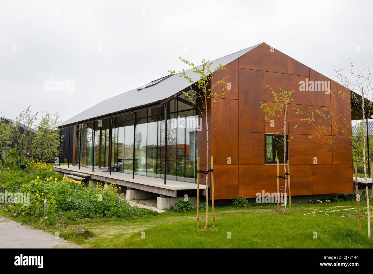 Umweltfreundliches Haus im Öko-Dorf Oosterwold Almere in den Niederlanden Stockfoto