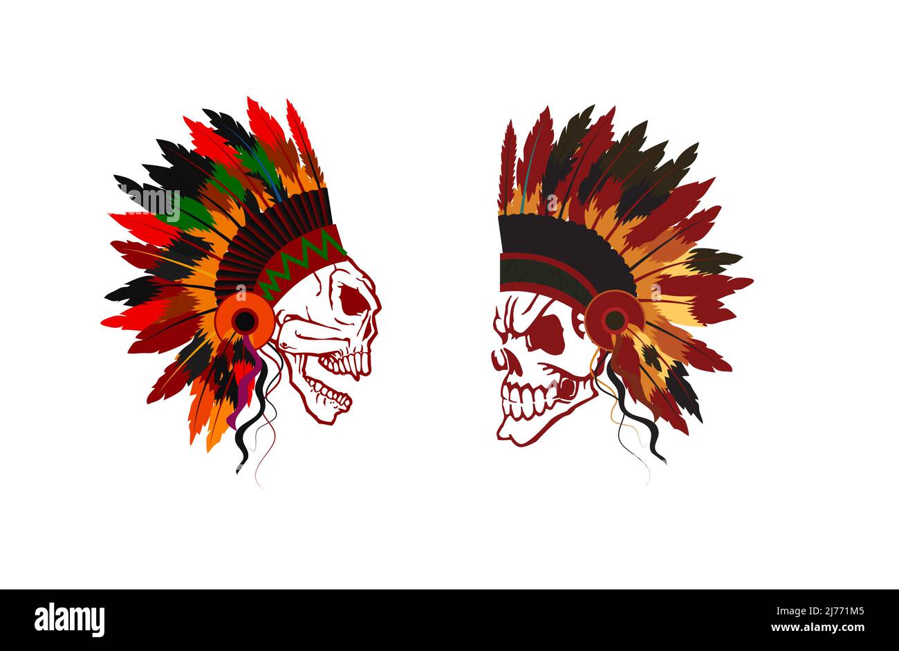 Rotes Indisches Kopfkleid Mit Totenkopf Stock Vektor