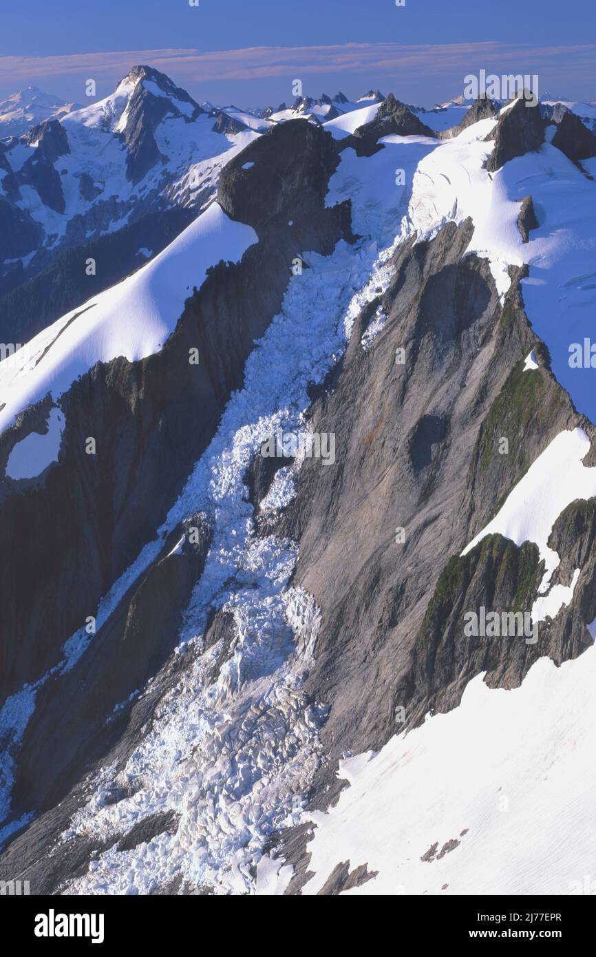 ICY Peak und Spillway Glacier, North Cascade National Park, North Cascade Mountains, Washington Stockfoto