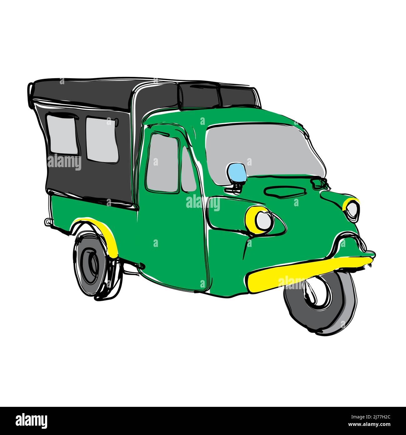 Bemo Ikone des alten Jakarta öffentlichen Nahverkehrs. (Bemo ist ein motorisierter dreirädriger Transport) Stock Vektor