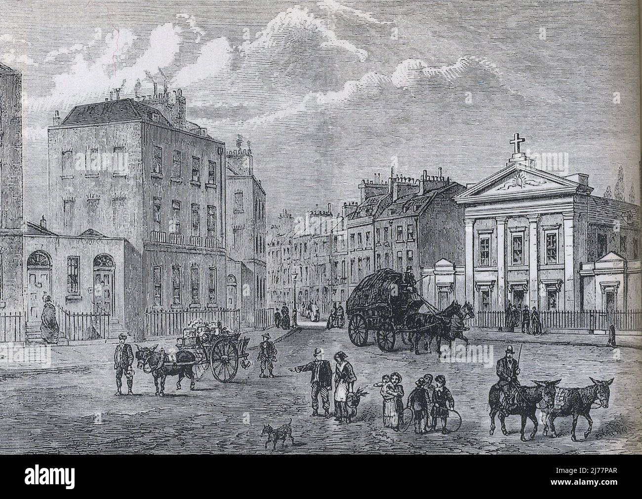 Das Polygon (links) in Somers Town, London, zwischen Camden Town und St. Pancras, wo Mary Godwin (später Mary Shelley - Autorin von Frankenstein) geboren wurde und ihre frühesten Jahre verbrachte Stockfoto