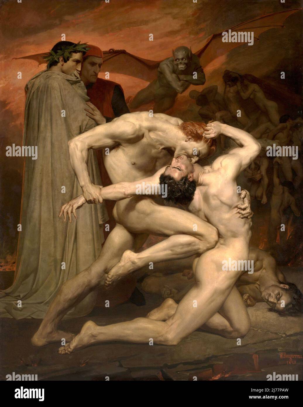 Dante und Virgil in der Hölle, Gemälde von William-Adolphe Bouguereau (1850) Stockfoto