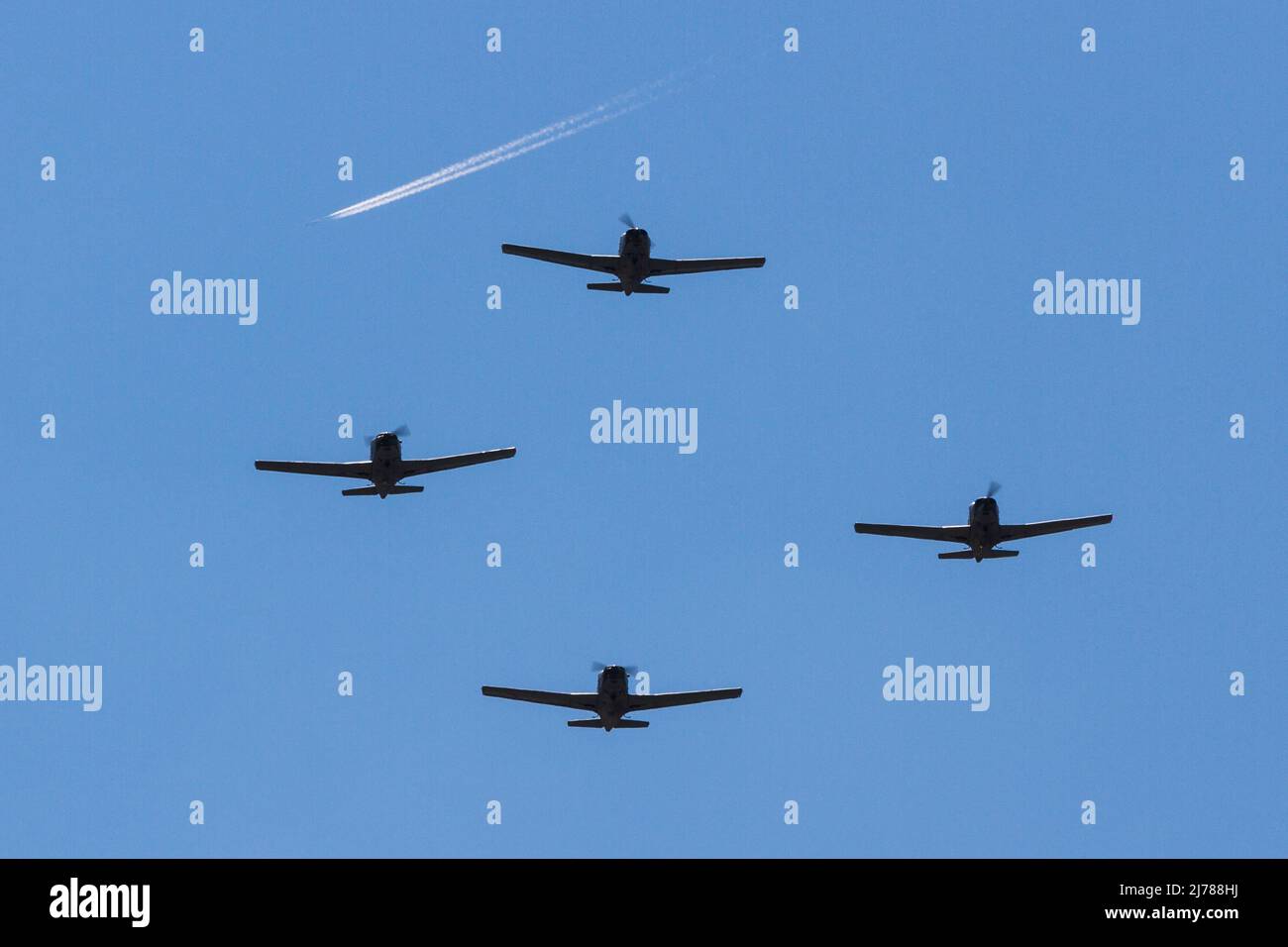 Nahflugformation von Siai U-208 (oder S.208M), die von der italienischen Luftwaffe betrieben wird Stockfoto