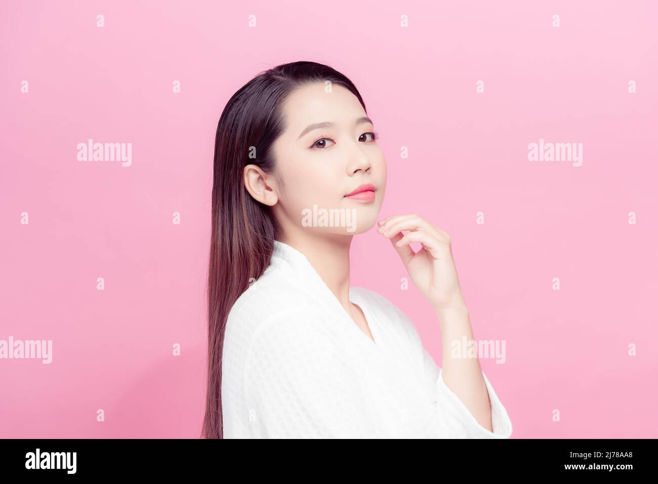 Asiatische Mädchen Schönheit Gesicht Hautpflege und Gesundheit Wellness Stockfoto