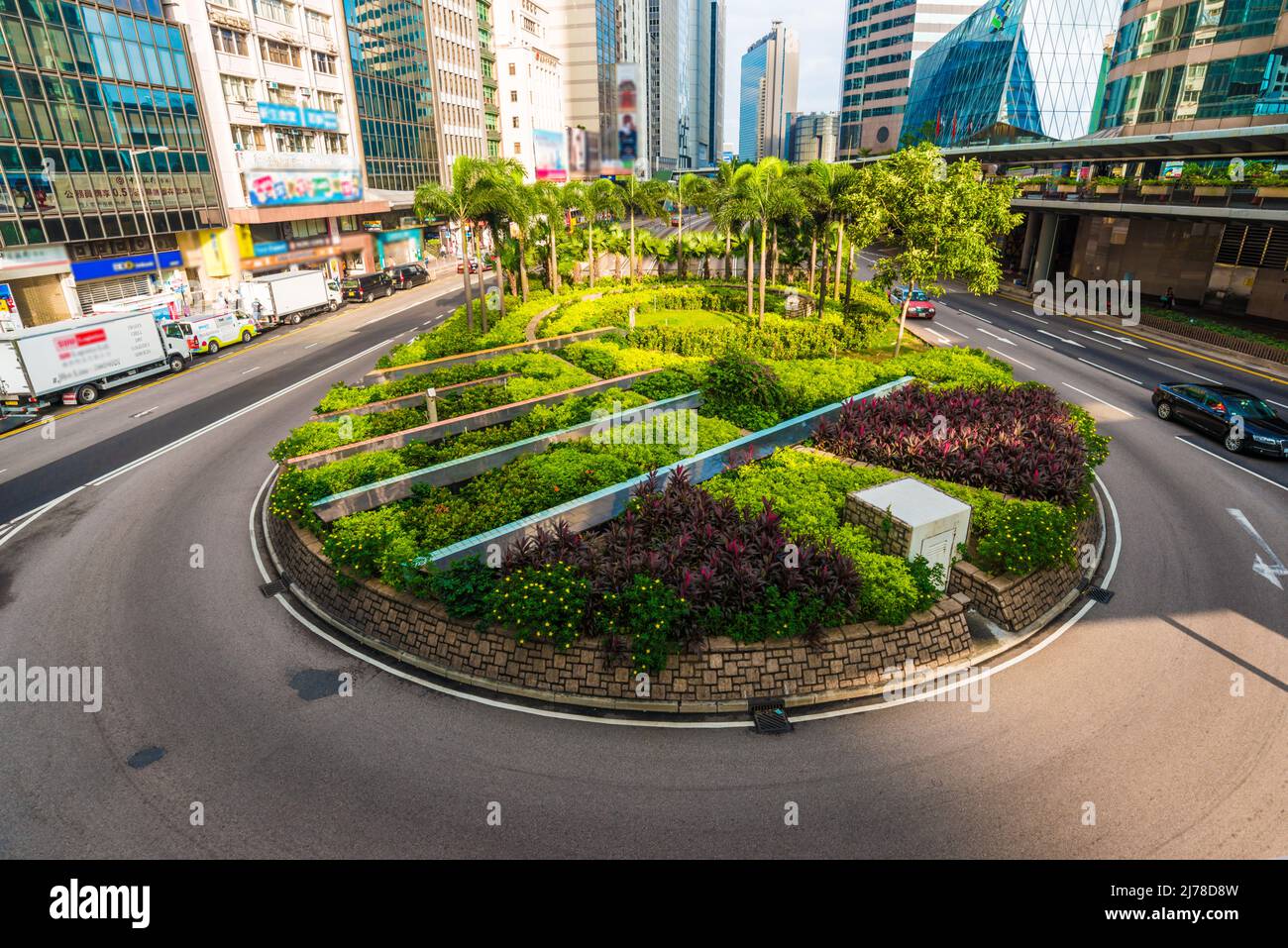 Hongkong, Hongkong-October 25, 2015 - Reisehintergrund mit Gebäude in Hongkong, Transport Hongkong City. Stockfoto