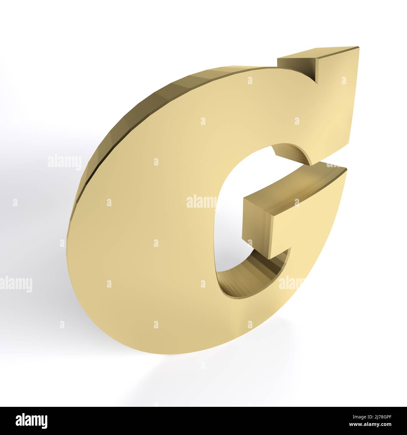 G Messing alphabetischer Buchstabe isoliert auf weißem Hintergrund - 3D Rendering Illustration Stockfoto
