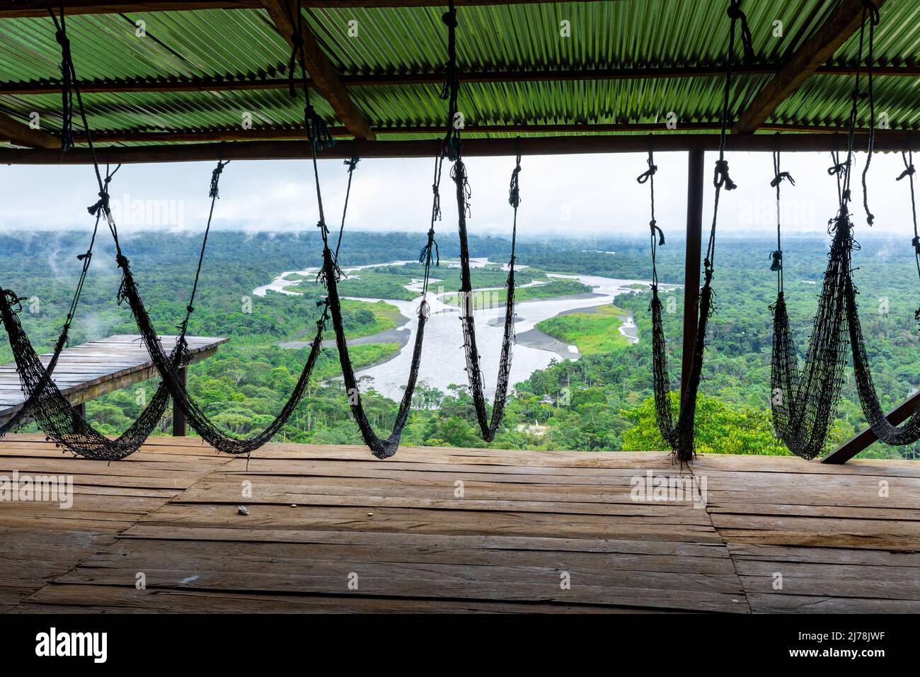 Regenwald Im Amazonas Von Ecuador. Pastaza Fluss, Blick vom Aussichtspunkt die Indischuris. Puyo, Ecuador, Südamerika. Stockfoto