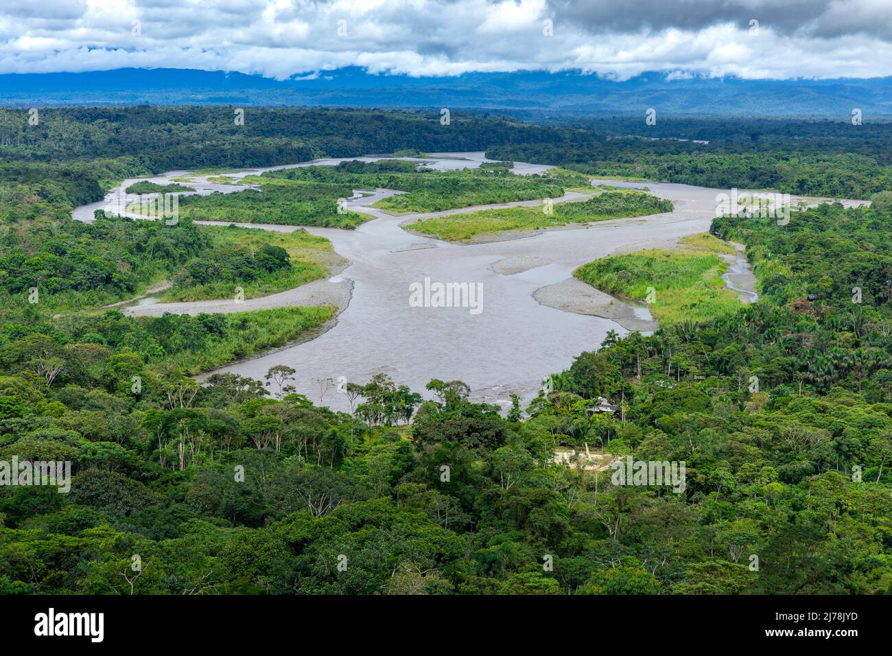 Regenwald Im Amazonas Von Ecuador. Pastaza Fluss, Blick vom Aussichtspunkt die Indischuris. Puyo, Ecuador, Südamerika. Stockfoto