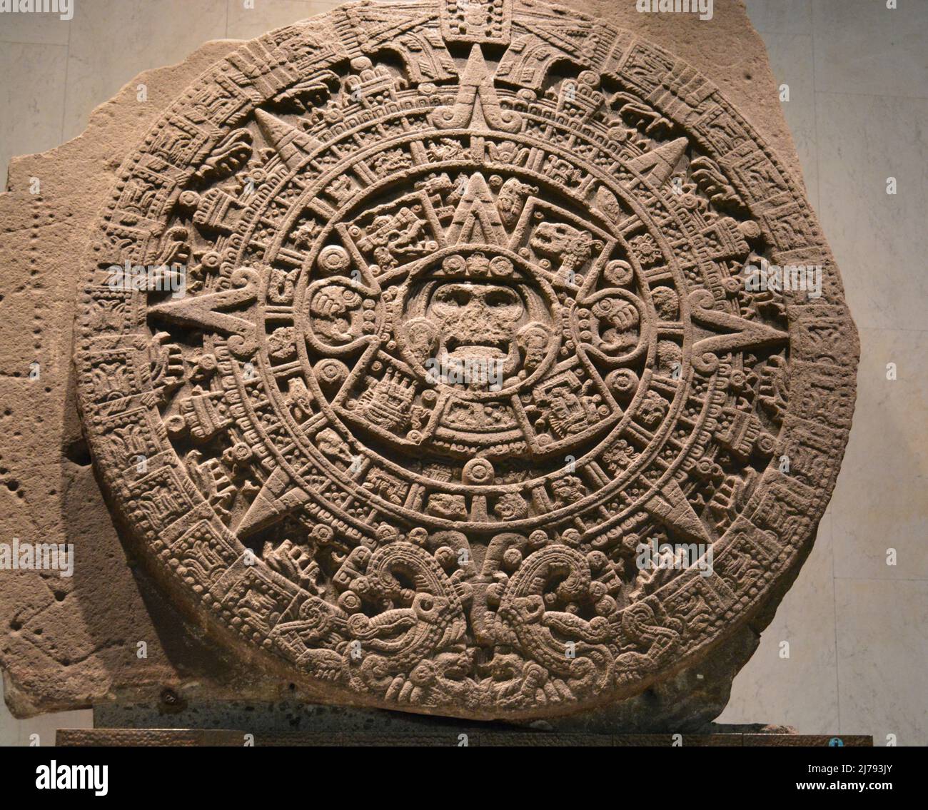 Azteken Kalender oder La Piedra del Sol, Nationales Museum für Anthropologie Stockfoto