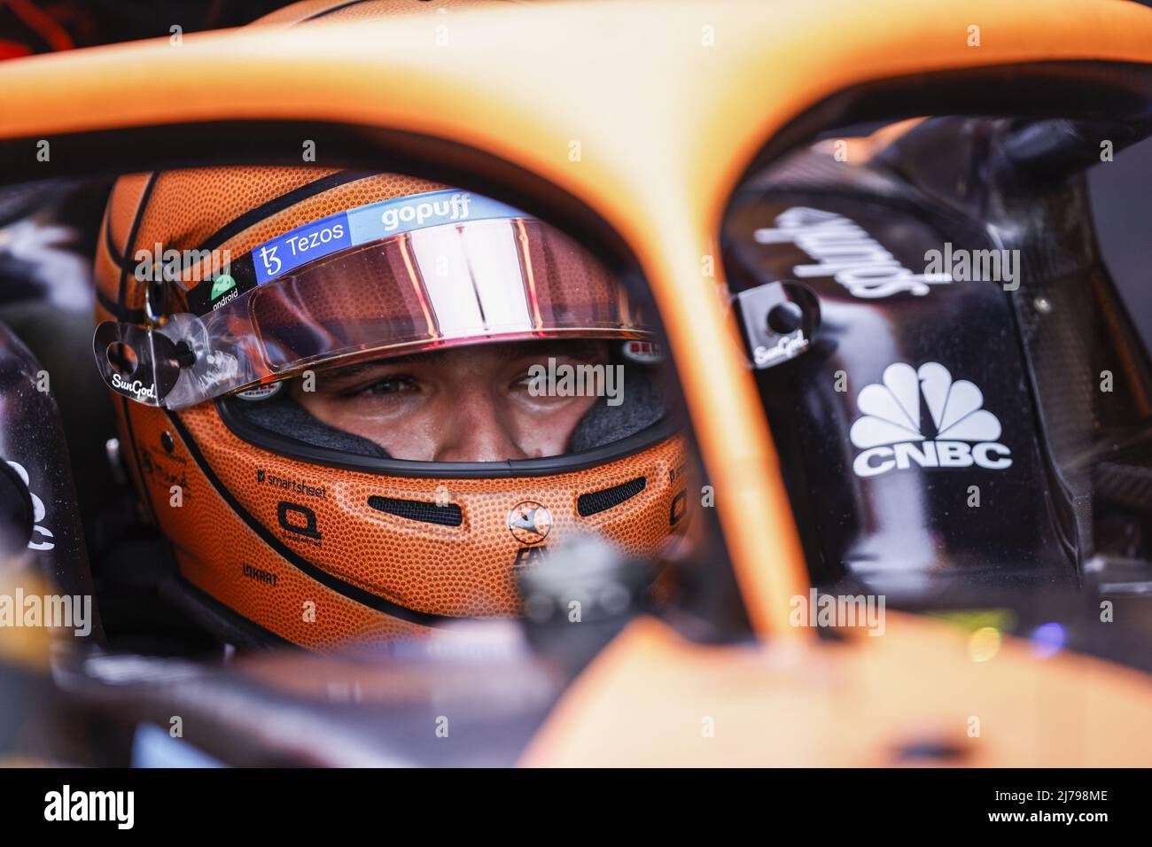 Miami Gardens, Florida, USA. 06.. Mai 2022. NORRIS Lando (gbr), McLaren F1 Team MCL36, Portrait während des Formel 1 Crypto.com Miami Grand Prix 2022, 5. Runde der FIA Formel 1 Weltmeisterschaft 2022, auf dem Miami International Autodrome, vom 6. Bis 8. Mai 2022 in Miami Gardens, Florida, USA - Foto: Xavi Bonilla/DPPI/LiveMedia Kredit: Independent Photo Agency/Alamy Live News Stockfoto