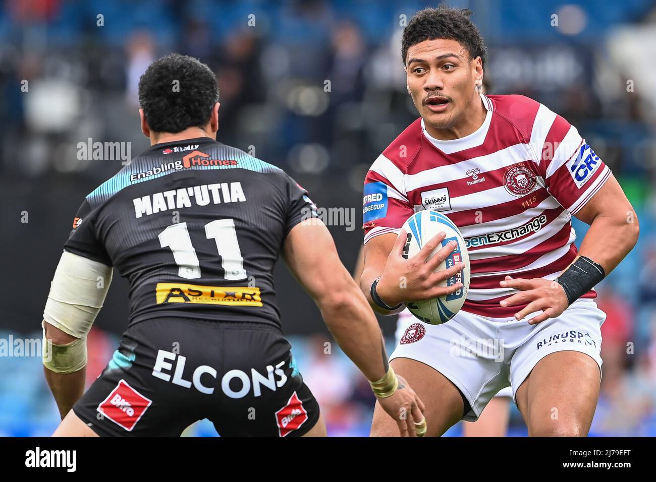 Patrick Mago (10) von Wigan Warriors in Aktion Stockfoto