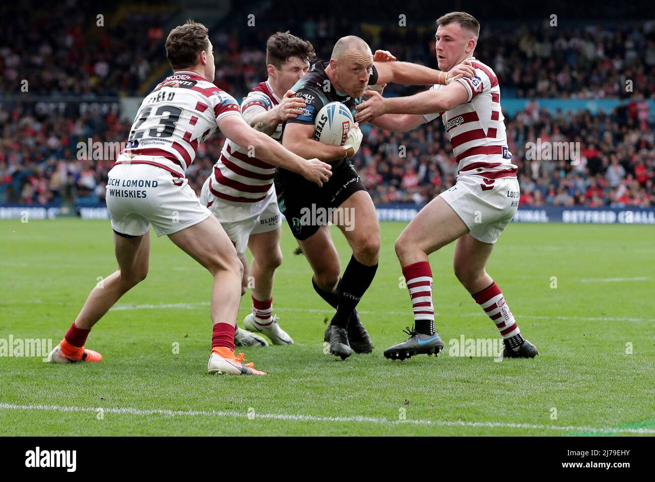 Saint Helens James Roby kann beim Halbfinalspiel des Betfred Challenge Cup in der Elland Road, Leeds, Punkten. Bilddatum: Samstag, 7. Mai 2022. Stockfoto