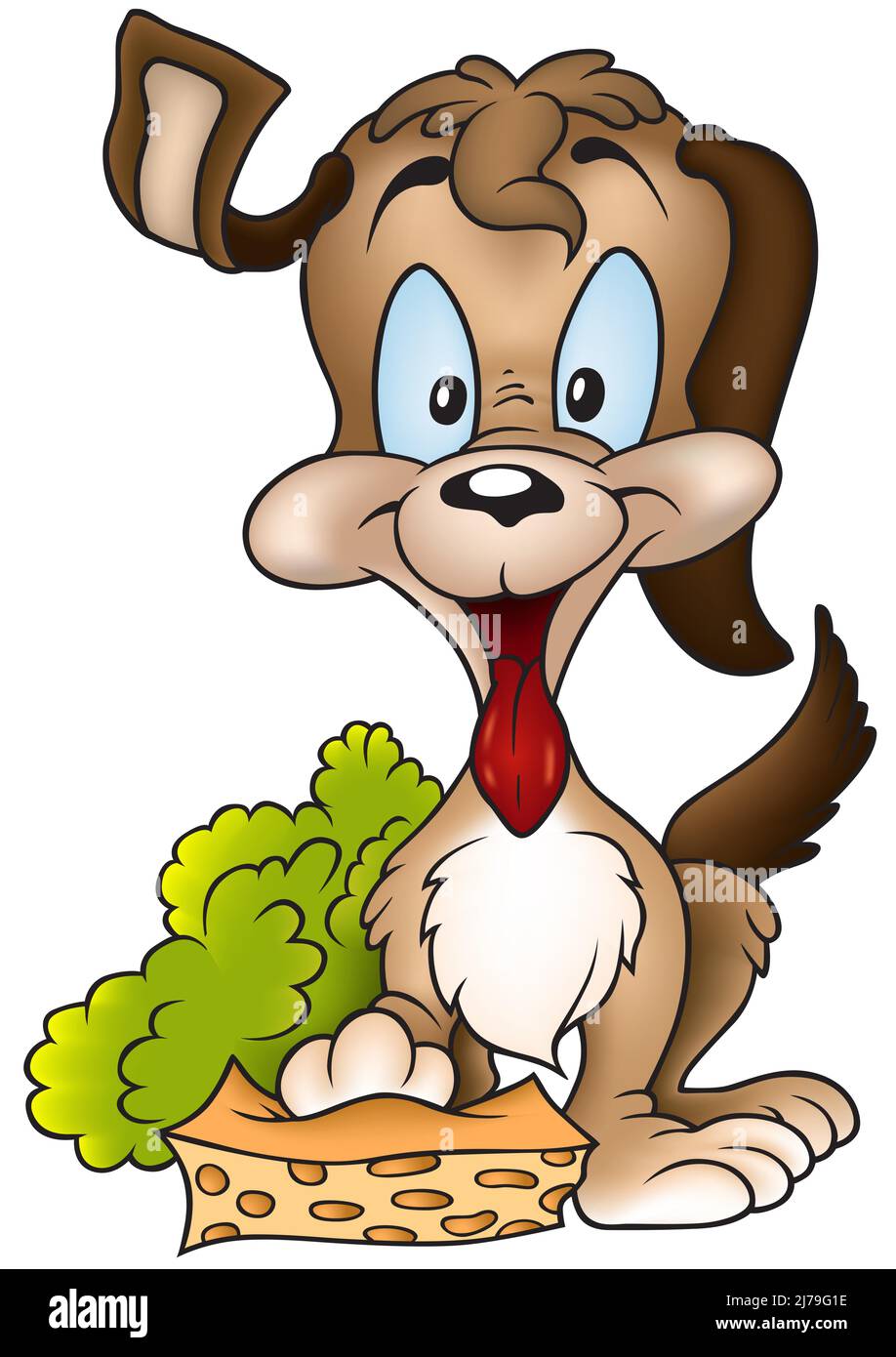 Niedlicher brauner blauäugiger Hund mit ausgestreckter Zunge Stock Vektor