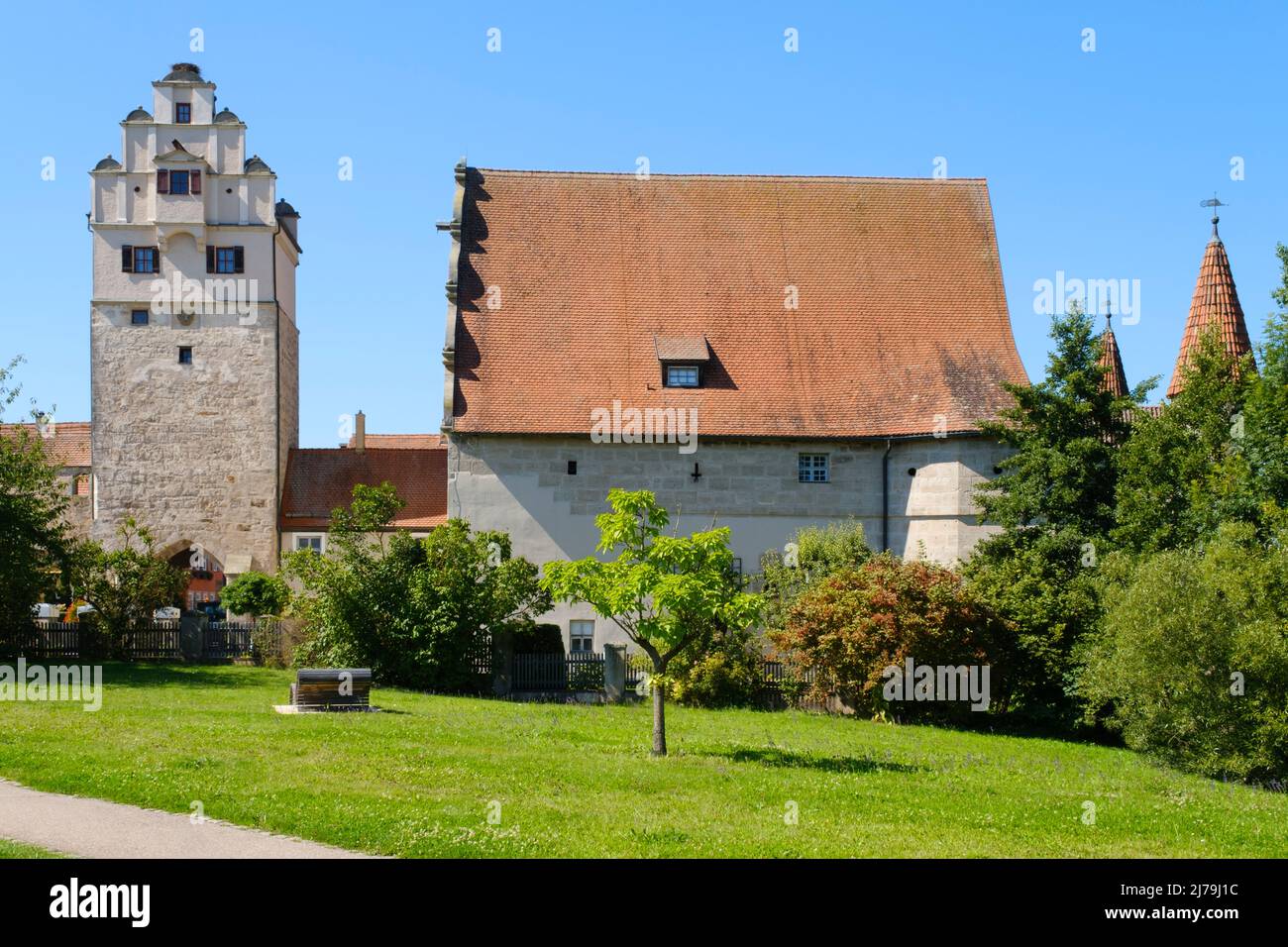 Stadtmauer in Dinkelsbühl, Franken, Bayern, Deutschland, Europa Stockfoto