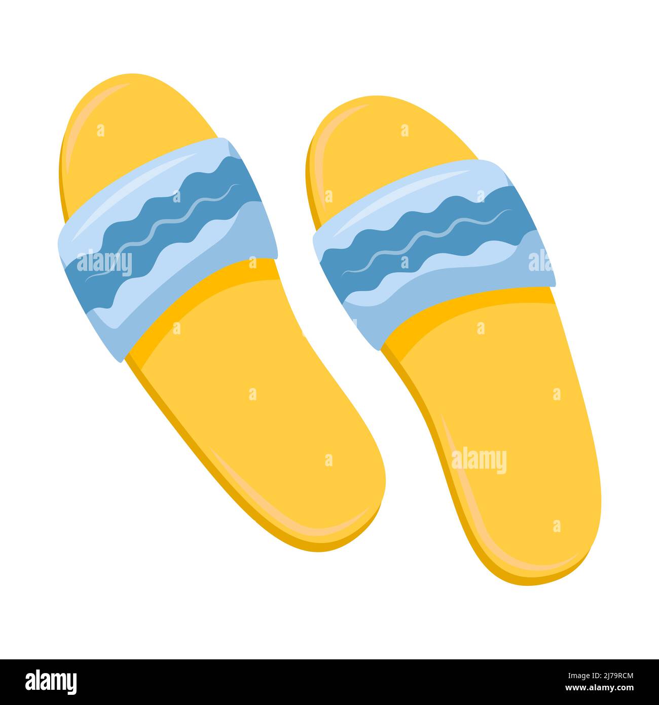 Flip-Flops mit Wellenmuster. Sommer Strandschuhe. Draufsicht. Ein Symbol für Sommer, Urlaub, Erholung. Vektor-Illustration in einem flachen Cartoon-Stil isoliert Stock Vektor