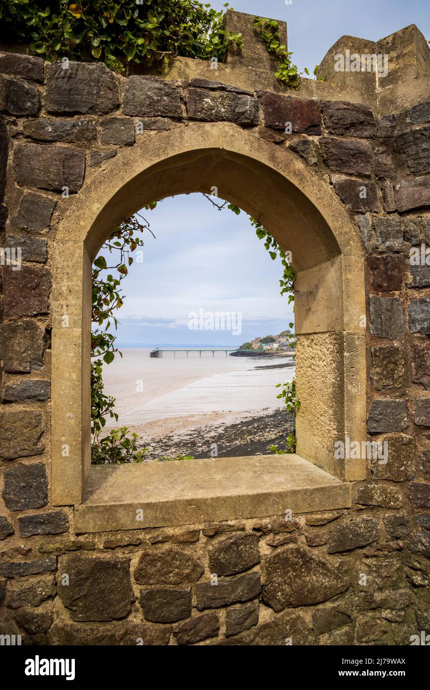 Clevedon Pier vom Sugar Lookout auf dem North Somerset Tidal Trail, England Stockfoto