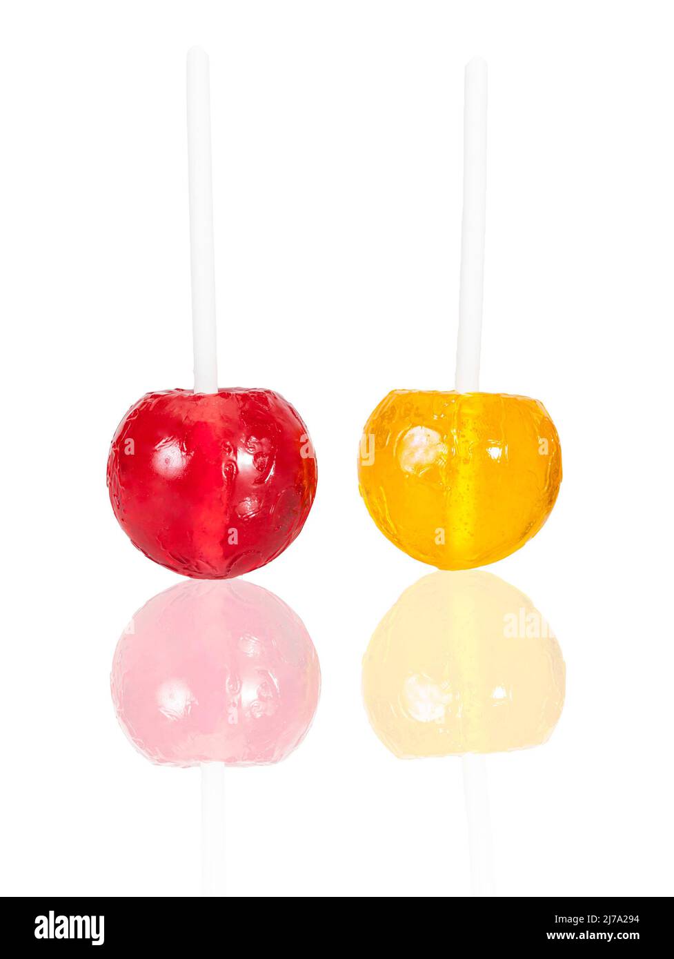 Bunte Lutscher-Bonbons auf weißem Hintergrund Stockfoto Bunte Lutscher-Bonbons auf weißem Hintergrund Stockfoto