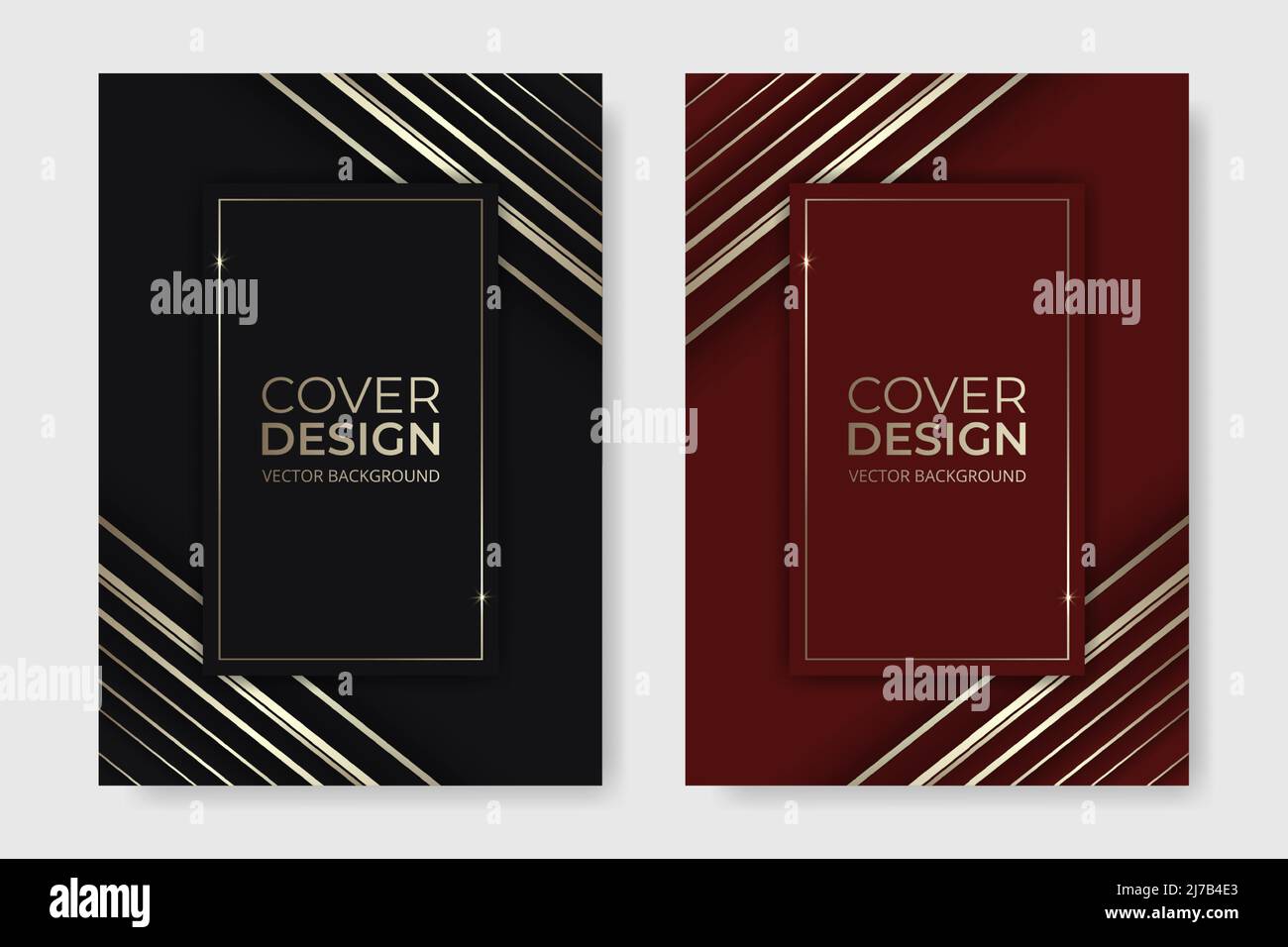 Vektor-Cover-Design. Abstrakte rot-schwarz-goldene Luxus-Broschüre im A4-Size-Flyer-Design. Vertikale Ausrichtung der Vorderseite im Format A4. Abdeckung Stock Vektor