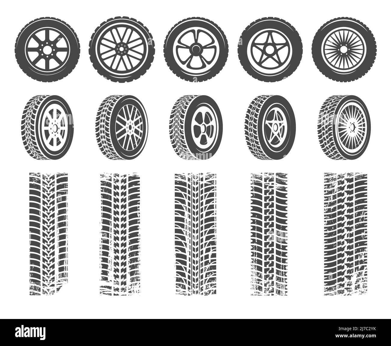 Reifen Scheiben Silhouetten Stock Vektor
