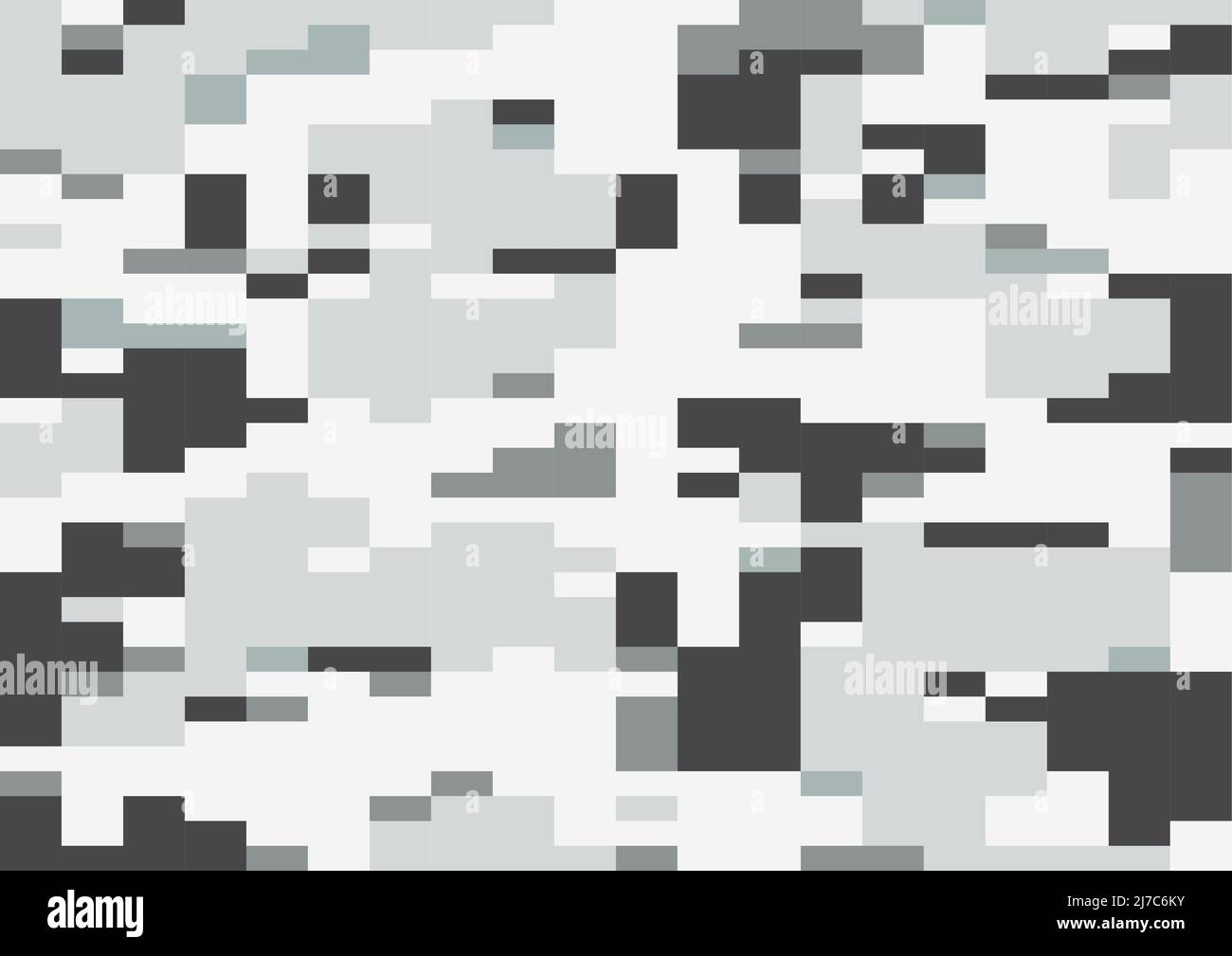 Winter-Digi-Camo-Vektor, nahtloses Muster. Snow Multi-Scale moderne 8bit Pixel Camouflage in weiß-grauen Tönen. Digicamo-Design. Stock Vektor
