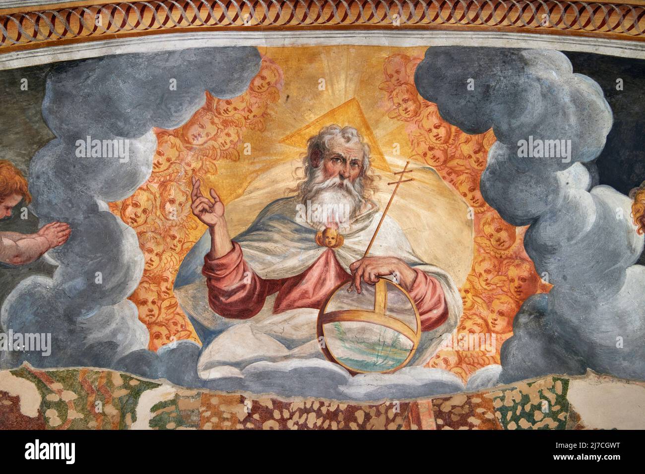 Dio Padre benedicente affresco pittore lombardo del Primo XVI