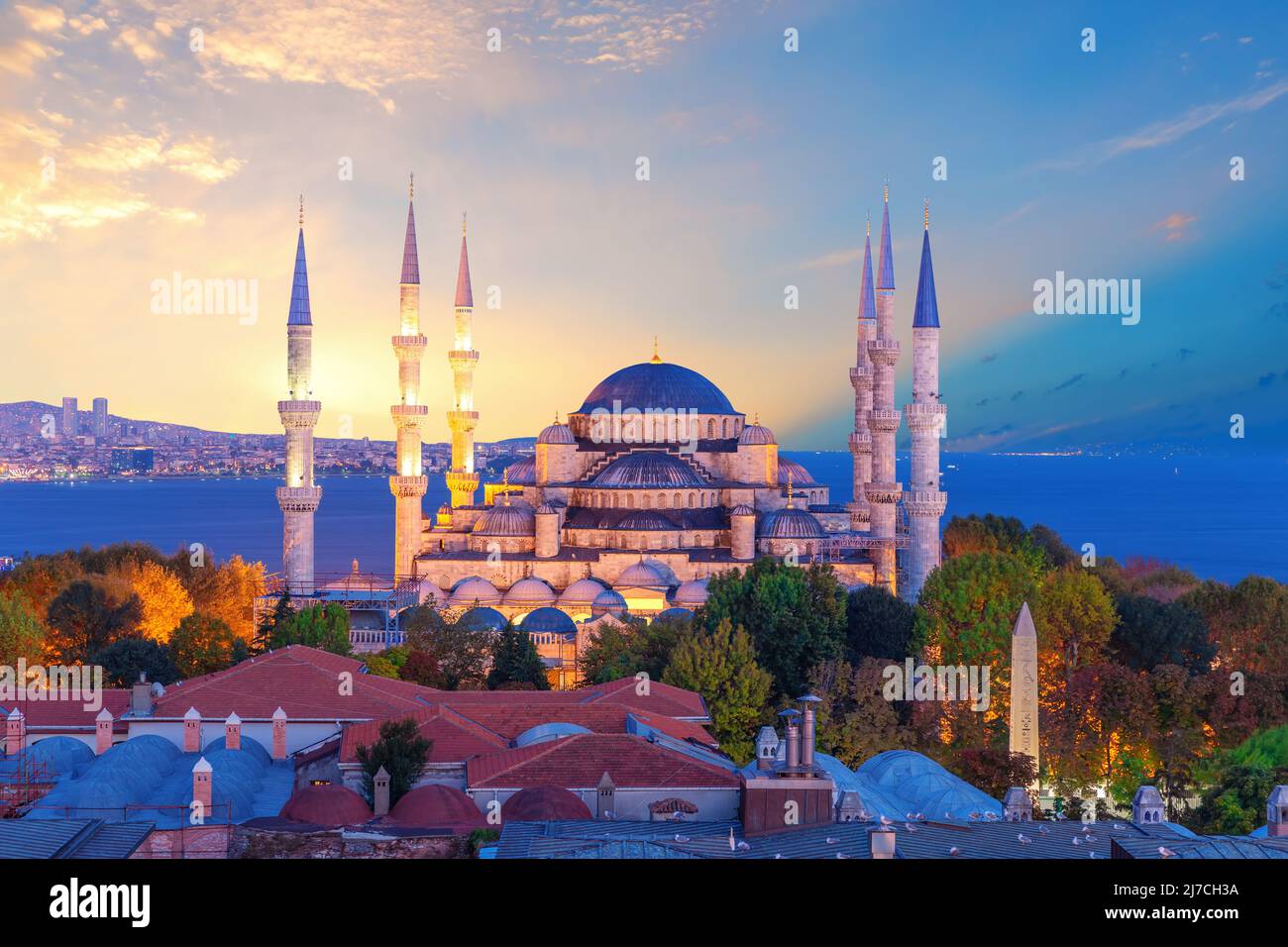 Die Blaue Moschee, Istanbul, die Türkei, voller Blick Stockfoto
