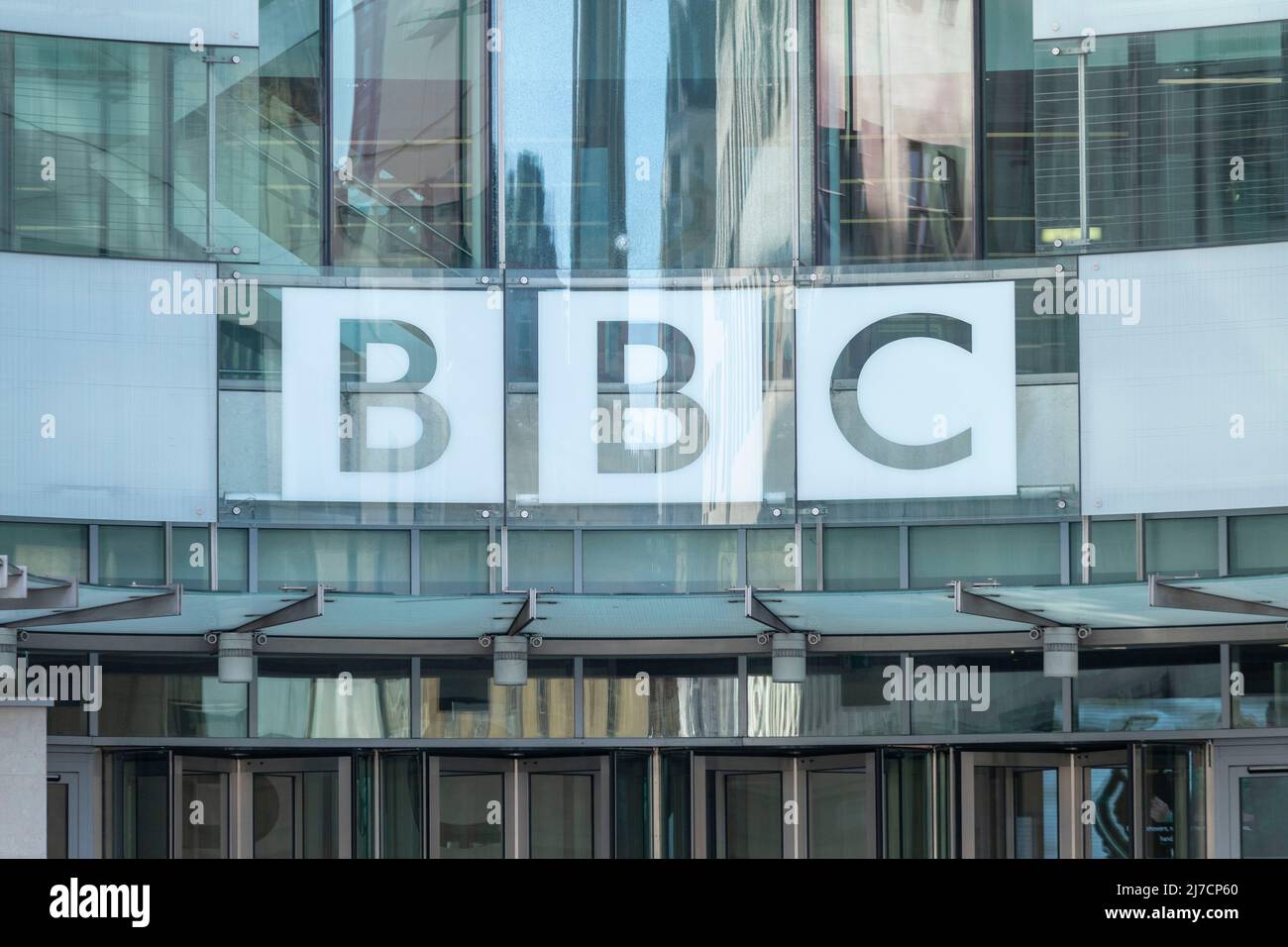 Eine allgemeine Ansicht des BBC Broadcasting House am Langham Place. Bild aufgenommen am 8.. Mai 2022. © Belinda Jiao jiao.bilin@gmail.com 07598931257 ht Stockfoto