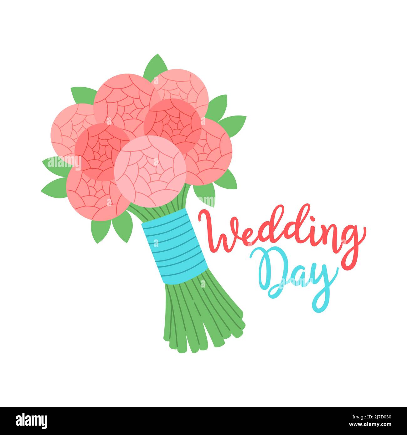 Hochzeitstag bunte Braut Blumenstrauß Vektor isoliert Stock Vektor