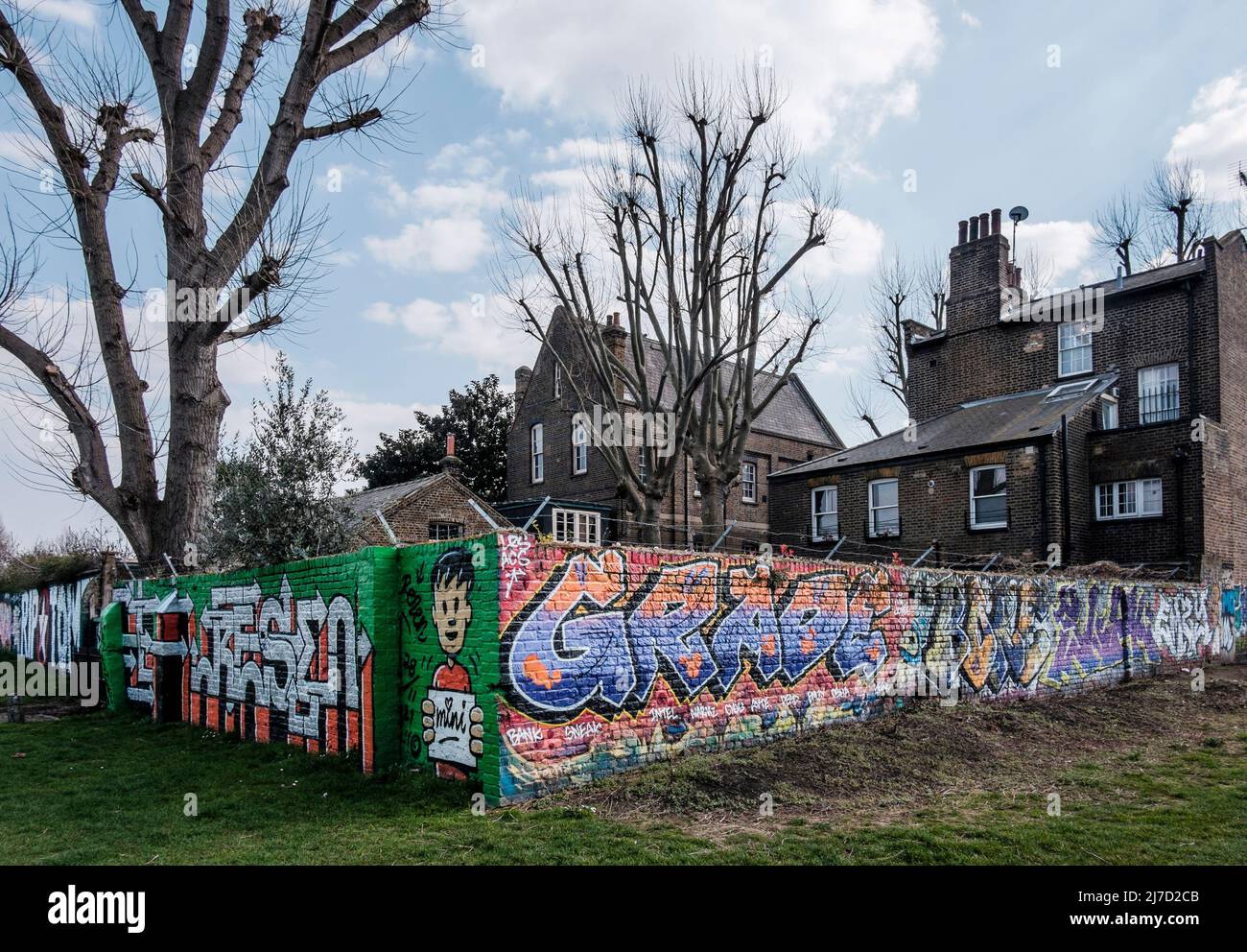 Street Art in Allen Gardens, London, Stadtteil Tower Hamlets, East London, Großbritannien Stockfoto