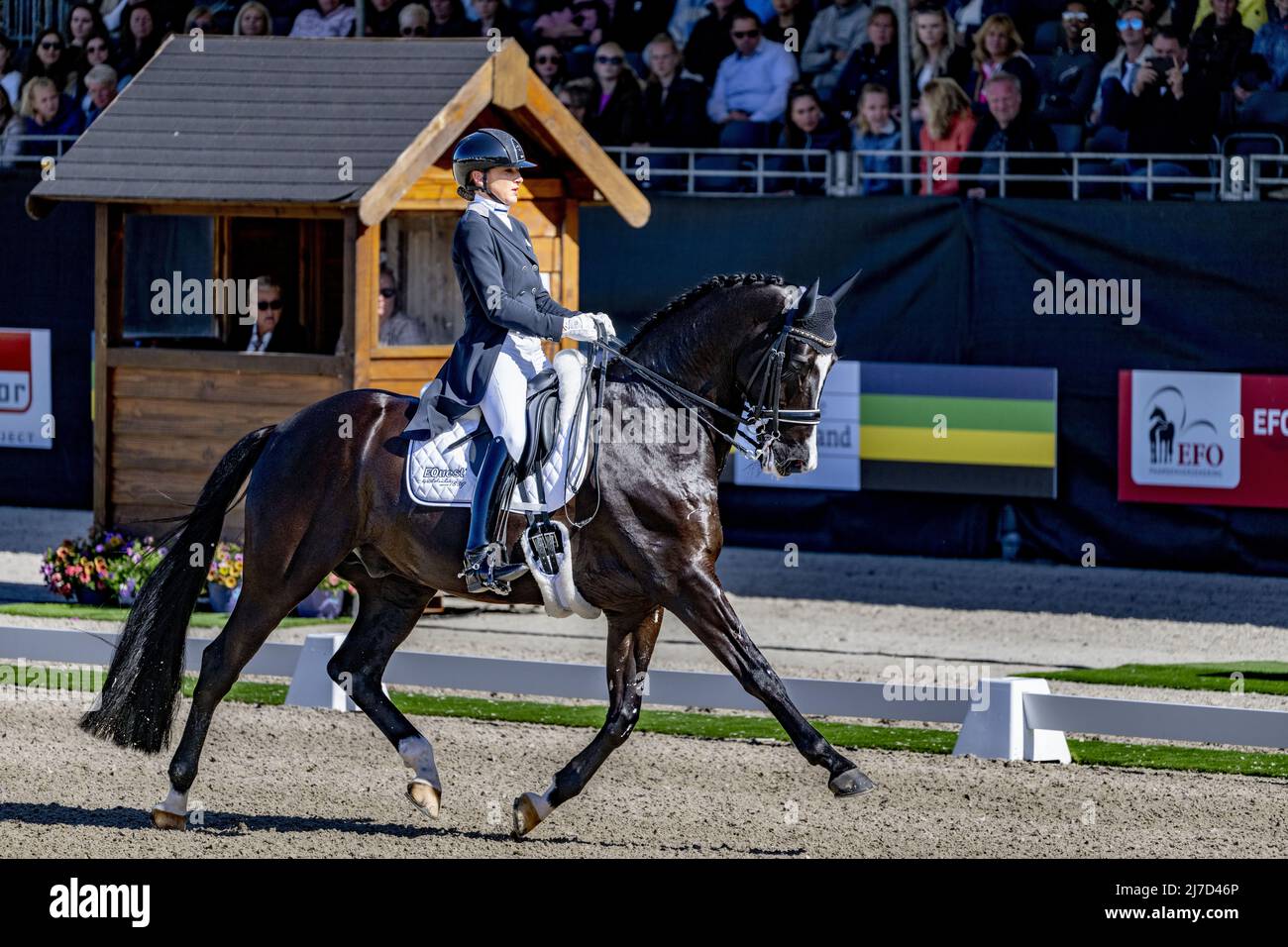 Ermelo, Niederlande, 2022-05-08 16:47:46 ERMELO - Marlies van Baalen on Go Legende während der niederländischen Dressur-Meisterschaft. ANP ROBIN UTRECHT niederlande Out - belgien Out Stockfoto
