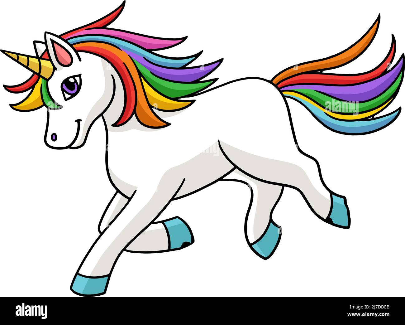 Einhorn Spielen Cartoon Farbige Clipart Stock Vektor