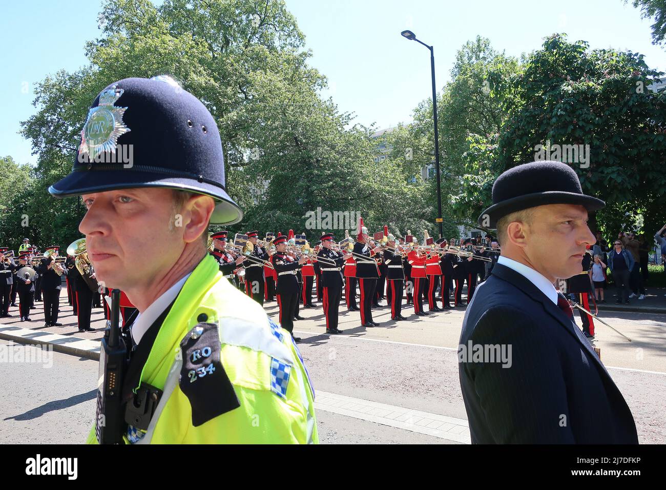 London.UK. 8. Mai 2022. Die jährliche Parade der Combined Cavalry Old Comrades Association, die Soldaten ehrt, die seit dem Ersten Weltkrieg verloren gegangen sind, fand im Hyde Park statt. © Brian Minkoff/Alamy Live News Stockfoto