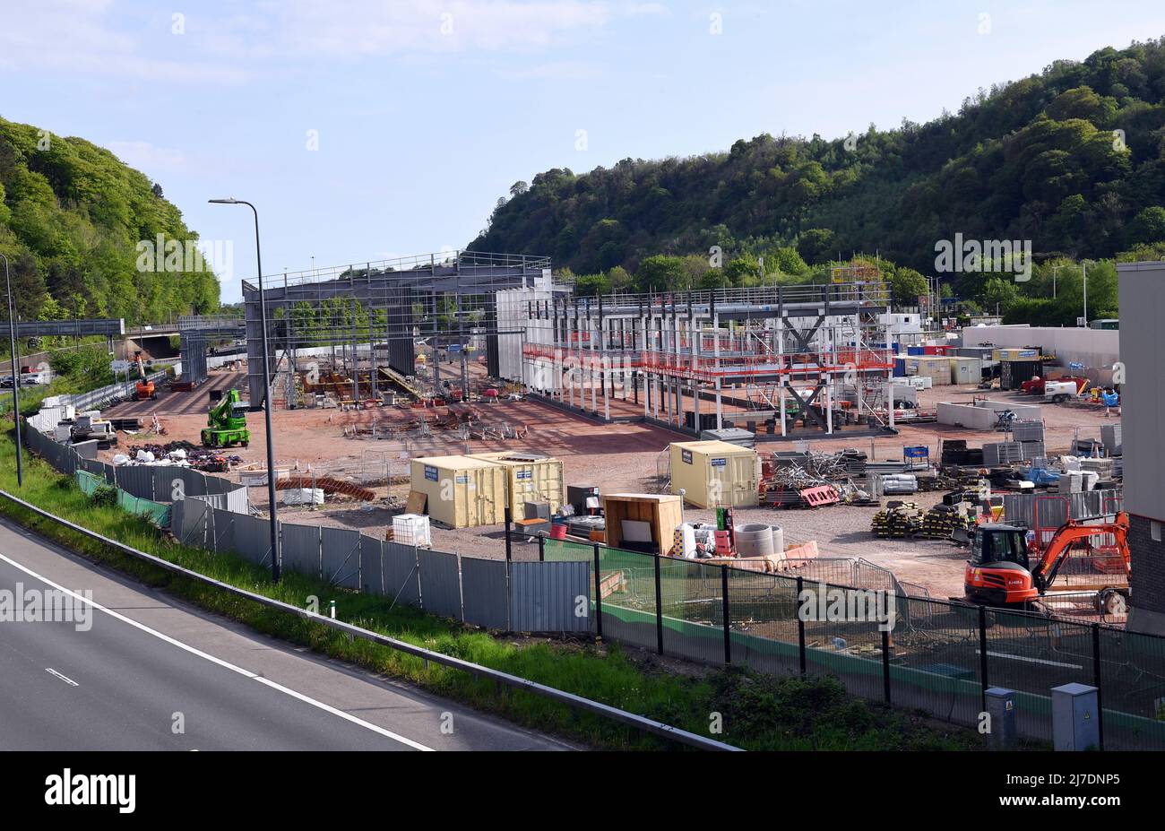 Das neue Depot auf dem Garth Works Industrial Estate wird die Basis für den Transport der Wales Cardiff & Valleys Metro werden Stockfoto