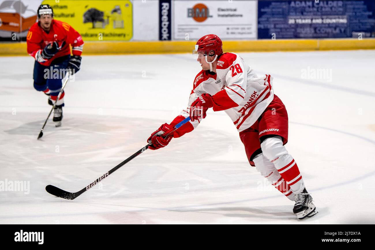 Coventry, Großbritannien, 7. Mai 2022. Emil Kristensen aus Dänemark beim internationalen Spiel zwischen GB und Dänemark am 7. Mai 2022 in Skydome, Coventry, Großbritannien. Foto von Phil Hutchinson. Nur zur redaktionellen Verwendung, Lizenz für kommerzielle Nutzung erforderlich. Keine Verwendung bei Wetten, Spielen oder Veröffentlichungen einzelner Clubs/Vereine/Spieler. Stockfoto