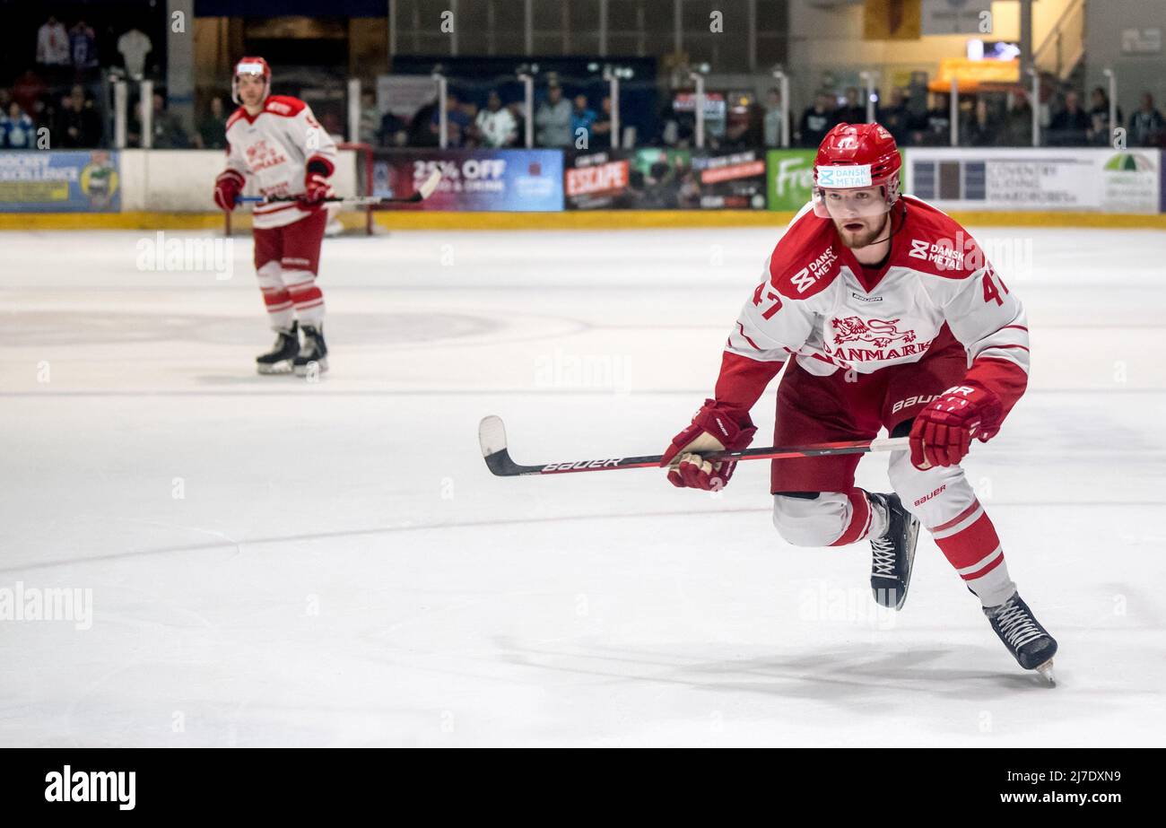 Coventry, Großbritannien, 7. Mai 2022. Oliver Larsen aus Dänemark beim internationalen Spiel zwischen GB und Dänemark am 7. Mai 2022 in Skydome, Coventry, Großbritannien. Foto von Phil Hutchinson. Nur zur redaktionellen Verwendung, Lizenz für kommerzielle Nutzung erforderlich. Keine Verwendung bei Wetten, Spielen oder Veröffentlichungen einzelner Clubs/Vereine/Spieler. Stockfoto