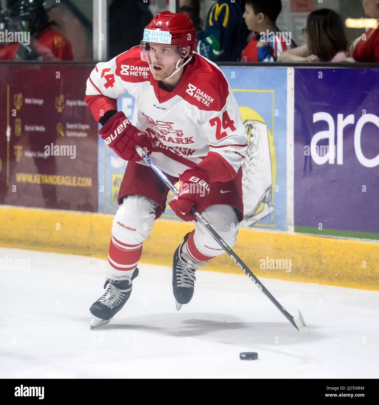 Coventry, Großbritannien, 7. Mai 2022. Nikolaj Ehlers aus Dänemark während des Internationalen Spiels zwischen GB und Dänemark im Skydome, Coventry, Großbritannien, am 7. Mai 2022. Foto von Phil Hutchinson. Nur zur redaktionellen Verwendung, Lizenz für kommerzielle Nutzung erforderlich. Keine Verwendung bei Wetten, Spielen oder Veröffentlichungen einzelner Clubs/Vereine/Spieler. Stockfoto