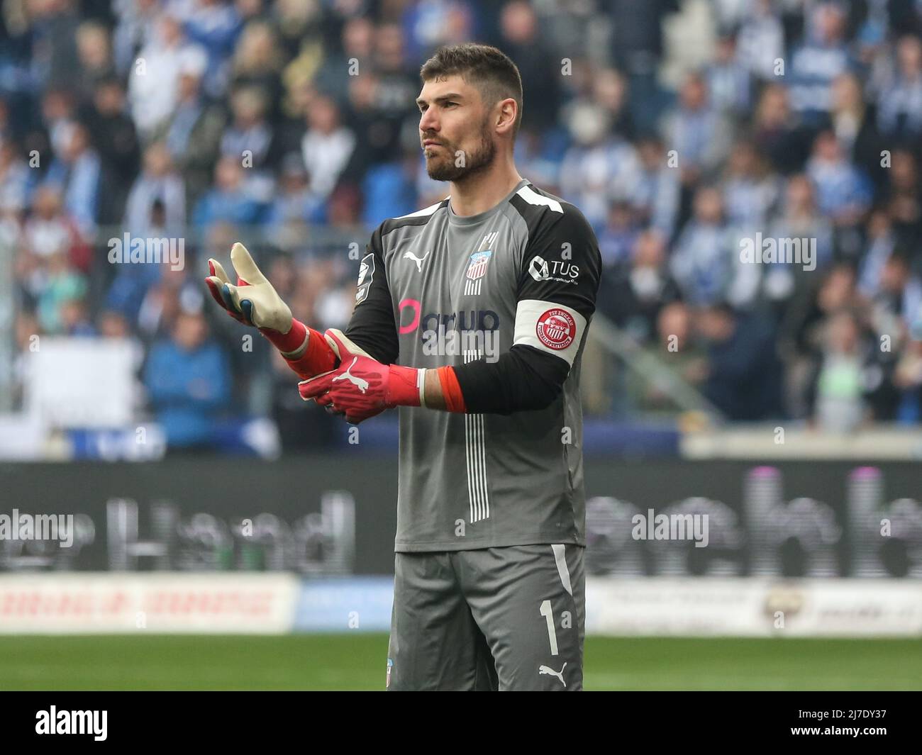 Deutscher Fußball-Torwart Johannes Brinkies FSV Zwickau 3. Liga Fußball Saison 2021-2022 Punkt Spiel 1. FC Magdeburg - FSV Zwickau Stockfoto