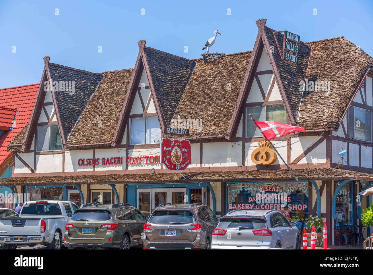 Ein Apriltag in der Stadt Solvang, Kalifornien, USA. Stockfoto