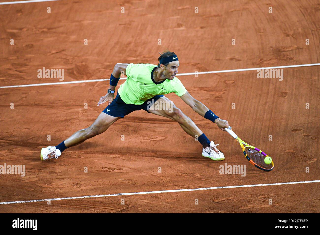 Rafael Nadal bei Roland-Garros (French Open), Grand Slam Tennisturnier am 11. Juni 2021 im Roland-Garros Stadion in Paris, Frankreich. Stockfoto