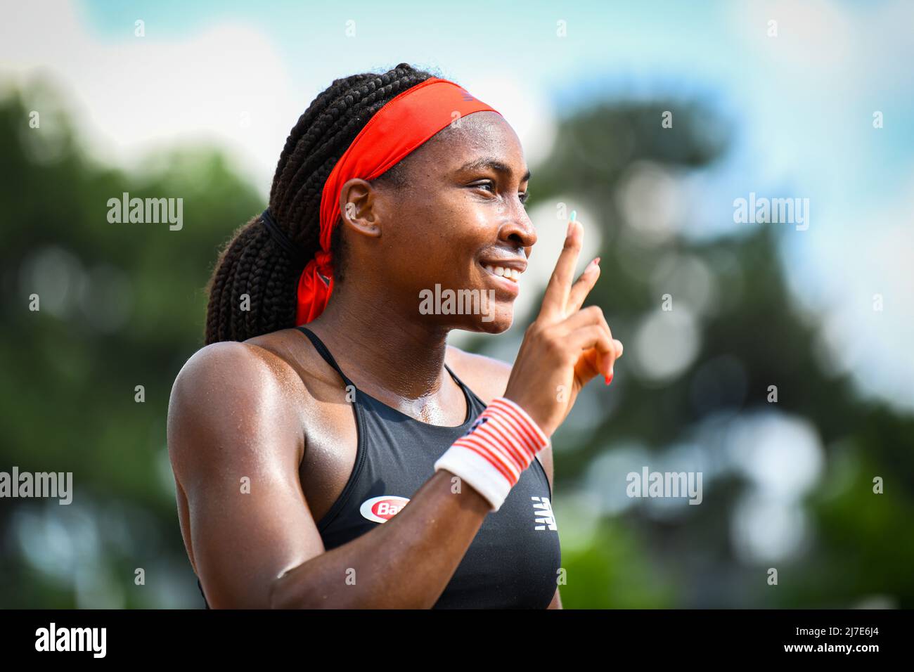 Cori Coco Gauff während der zweiten Runde bei Roland-Garros (French Open), Grand Slam Tennisturnier am 3. Juni 2021 im Roland-Garros Stadion in Paris Stockfoto