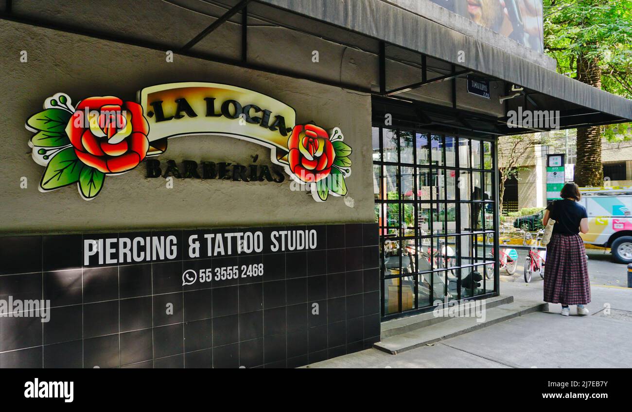 Tatoo Palor, Colonia Condesa, Mexiko-Stadt. Stockfoto