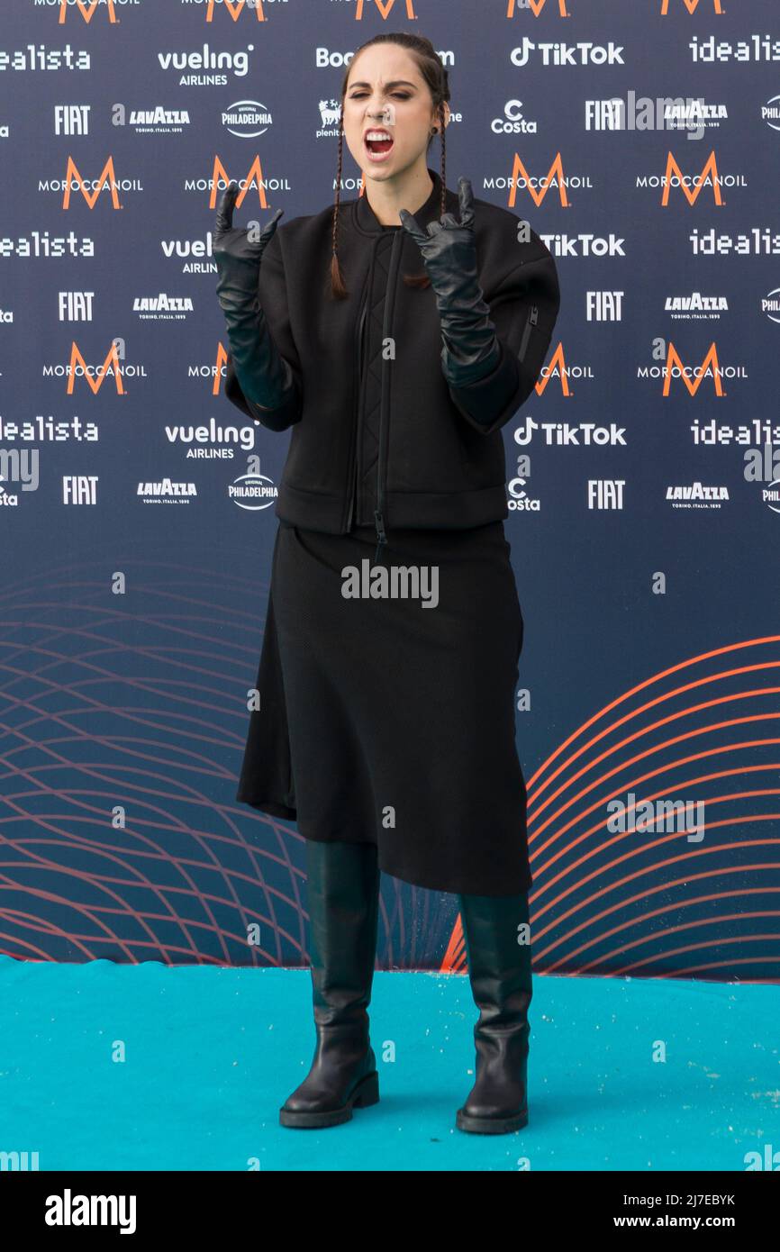Turin, Italien. 08. Mai 2022. Die nordmazedonische Sängerin Andrea (Andrea Koevska) auf dem Turquoise Carpet des Eurovision Song Contest Stockfoto