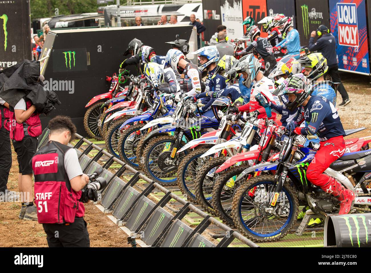 Maggiora Park, Maggiora (NO), Italien, 08. Mai 2022, Startlinie MXGP während der 2022 FIM MXGP/MX2 Motocross Weltmeisterschaft - MXGP von Italien (Maggiora) - Motocross Stockfoto