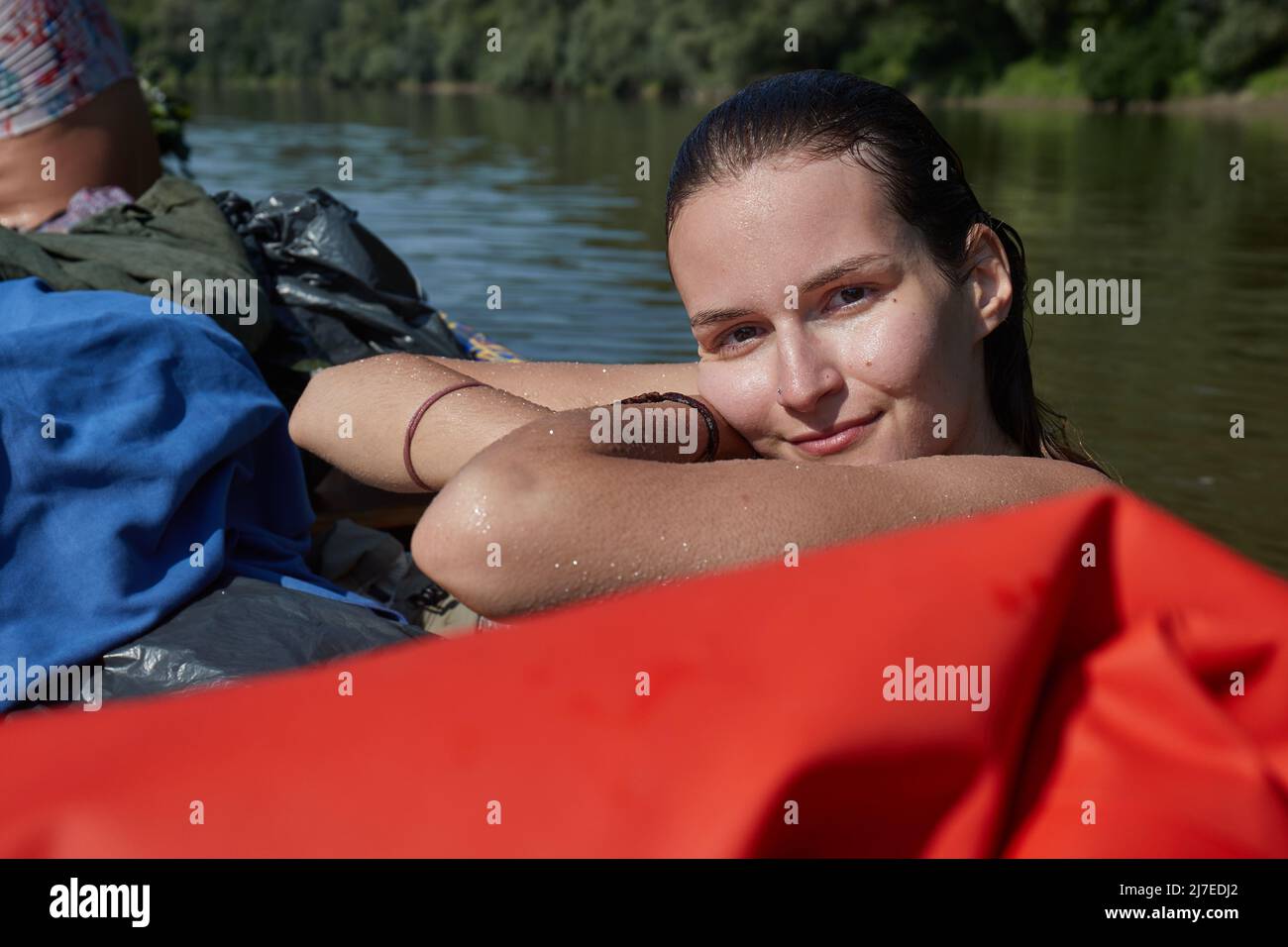 Kanutour Fluss schwimmen Stockfoto