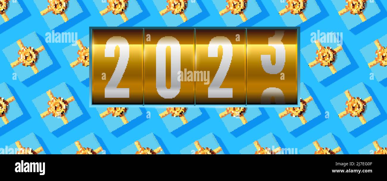 Silvester 2023. Goldene mechanische Countdown-Uhr mit Zahlen 2023  Stock-Vektorgrafik - Alamy