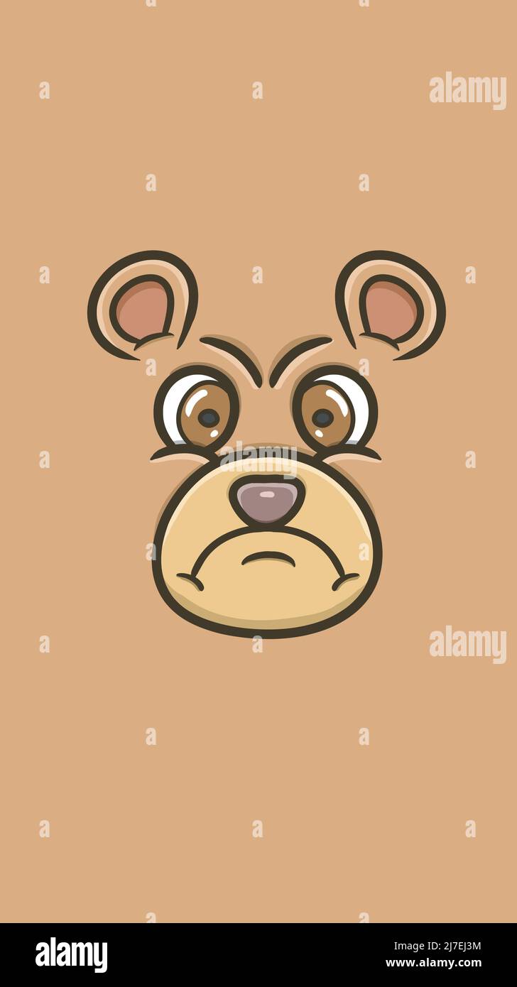 Cartoon Cute Bear Face mit wütend Ausdruck für Hintergrund und Wallpaper. Clip Art-Vektor. Vektor und Illustration Stock Vektor